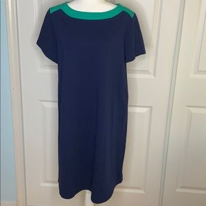 Blue and green dress with buttons